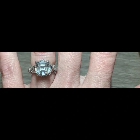 Judith Ripka Sterling Silver Asscher Cut Cubic Zirconia Ring, Size 5 - Picture 8 of 10